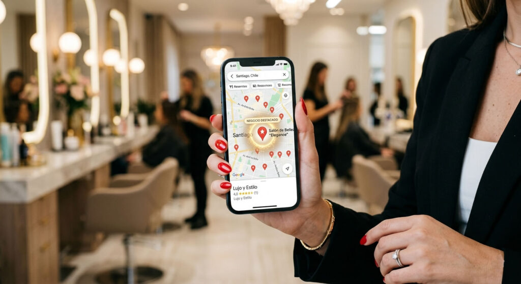 La pantalla del teléfono muestra una interfaz de Google Maps