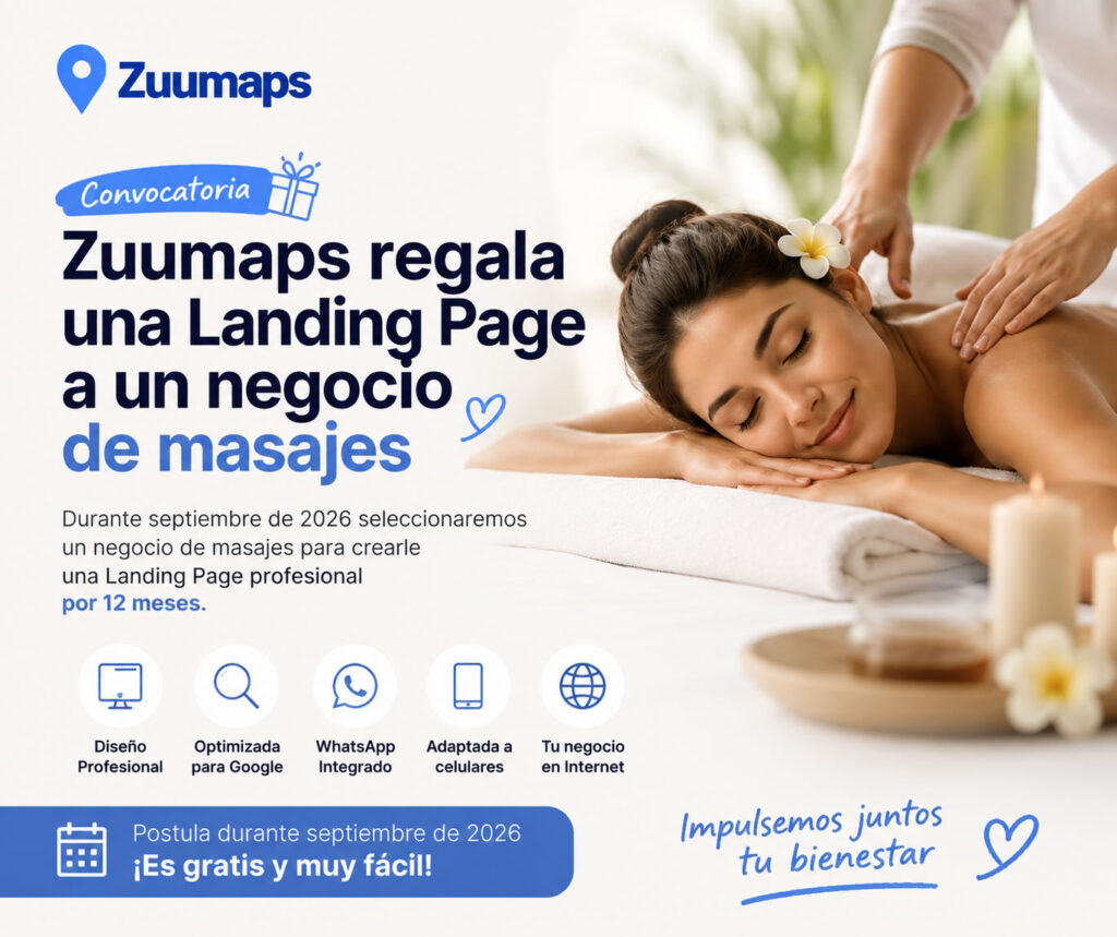 Convocatoria Zuumaps: Landing Page Gratis para un Negocio de Masajes